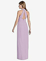 Rear View Thumbnail - Pale Purple V-Neck Halter Chiffon Maxi Dress - Taryn