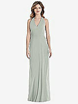 Front View Thumbnail - Willow Green V-Neck Halter Chiffon Maxi Dress - Taryn