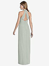 Rear View Thumbnail - Willow Green V-Neck Halter Chiffon Maxi Dress - Taryn