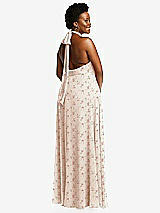 Rear View Thumbnail - Coquette Floral Print High Neck Halter Backless Maxi Dress