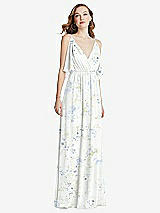 Alt View 3 Thumbnail - Bleu Garden Convertible Cold-Shoulder Draped Wrap Maxi Dress