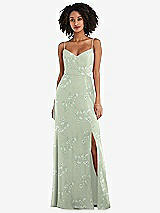 Front View Thumbnail - Vintage Primrose Sage Tie-Back Cutout Maxi Dress with Front Slit