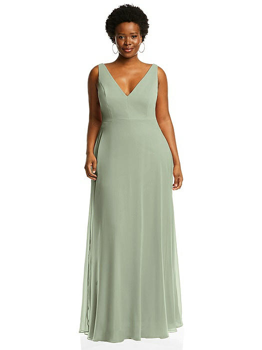 Deep V-Neck Chiffon Maxi Dress