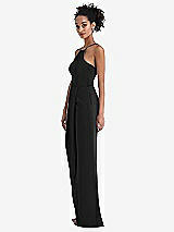 Side View Thumbnail - Black Halter Draped Tulip Skirt Maxi Dress