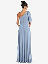 Rear View Thumbnail - Cloudy Bow One-Shoulder Flounce Sleeve Maxi Dress