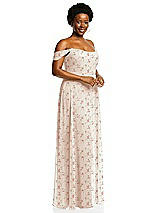 Alt View 2 Thumbnail - Coquette Floral Print Off-the-Shoulder Basque Neck Maxi Dress with Flounce Sleeves