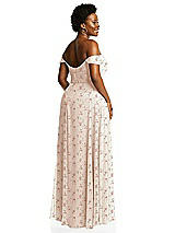 Alt View 3 Thumbnail - Coquette Floral Print Off-the-Shoulder Basque Neck Maxi Dress with Flounce Sleeves