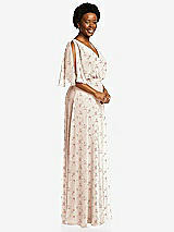 Side View Thumbnail - Coquette Floral Print V-Neck Split Sleeve Blouson Bodice Maxi Dress