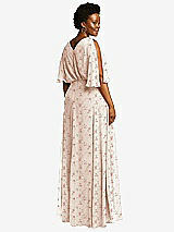 Rear View Thumbnail - Coquette Floral Print V-Neck Split Sleeve Blouson Bodice Maxi Dress