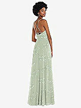 Rear View Thumbnail - Vintage Primrose Sage Scoop Neck Convertible Tie-Strap Maxi Dress with Front Slit