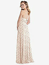 Rear View Thumbnail - Coquette Floral Print Cuffed Strapless Maxi Dress with Front Slit