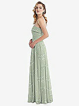 Side View Thumbnail - Vintage Primrose Sage Cuffed Strapless Maxi Dress with Front Slit