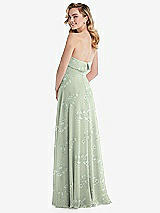 Rear View Thumbnail - Vintage Primrose Sage Cuffed Strapless Maxi Dress with Front Slit