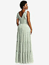 Alt View 3 Thumbnail - Vintage Primrose Sage Bow-Shoulder Faux Wrap Maxi Dress with Tiered Skirt