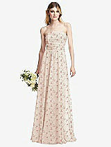 Alt View 1 Thumbnail - Coquette Floral Print Shirred Bodice Strapless Chiffon Maxi Dress with Optional Straps