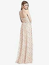 Rear View Thumbnail - Coquette Floral Print Shirred Bodice Strapless Chiffon Maxi Dress with Optional Straps