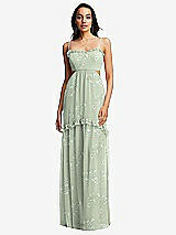 Front View Thumbnail - Vintage Primrose Sage Ruffle-Trimmed Cutout Tie-Back Maxi Dress with Tiered Skirt