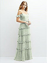 Alt View 2 Thumbnail - Vintage Primrose Sage Tiered Chiffon Maxi A-line Dress with Convertible Ruffle Straps