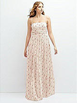 Front View Thumbnail - Coquette Floral Print Modern Regency Chiffon Tiered Maxi Dress with Tie-Back