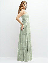 Side View Thumbnail - Vintage Primrose Sage Modern Regency Chiffon Tiered Maxi Dress with Tie-Back