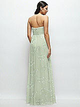 Rear View Thumbnail - Vintage Primrose Sage Strapless Chiffon Maxi Dress with Oversized Bow Bodice