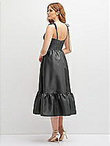 Rear View Thumbnail - Gunmetal Shirred Ruffle Hem Midi Dress with Self-Tie Spaghetti Straps and Pockets