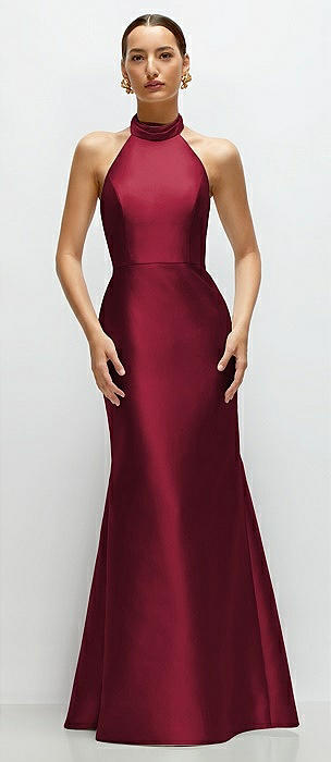 Burgundy Halter Bridesmaid Dresses