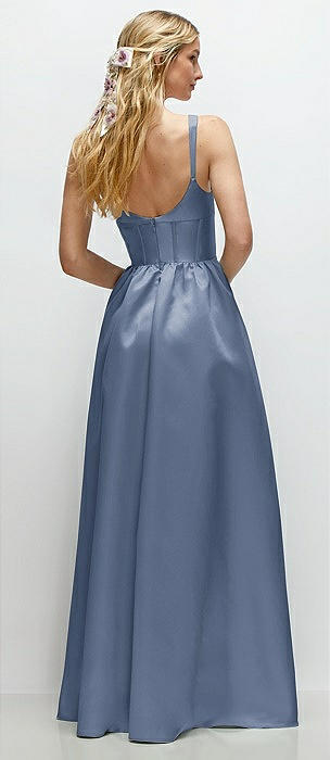 Larkspur Blue Scoop Back Bridesmaid Dresses