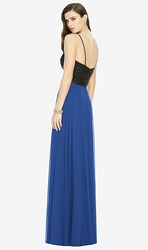 Back View - Classic Blue Chiffon Maxi Skirt