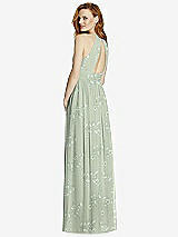 Rear View Thumbnail - Vintage Primrose Sage Cutout Open-Back Shirred Halter Maxi Dress