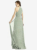 Rear View Thumbnail - Vintage Primrose Sage Keyhole Halter Chiffon Maxi Dress