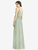 Rear View Thumbnail - Vintage Primrose Sage Draped Wrap Chiffon Maxi Dress with Sash