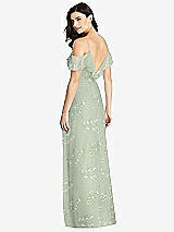 Rear View Thumbnail - Vintage Primrose Sage Ruffled Cold-Shoulder Chiffon Maxi Dress