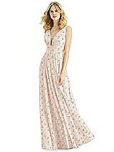 Front View Thumbnail - Coquette Floral Print & Light Nude Bella Bridesmaids Dress BB109