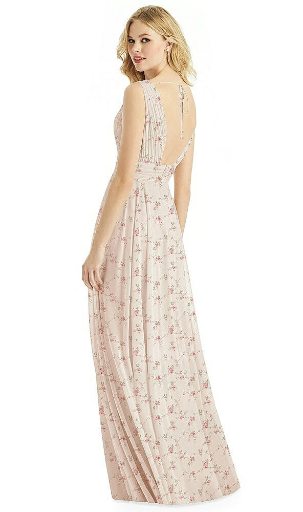 Back View - Coquette Floral Print & Light Nude Bella Bridesmaids Dress BB109