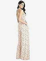 Rear View Thumbnail - Coquette Floral Print V-Neck Backless Pleated Front Jumpsuit