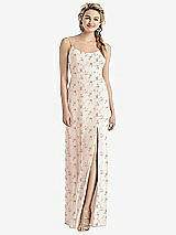 Rear View Thumbnail - Coquette Floral Print Cowl-Back Double Strap Maxi Dress with Side Slit