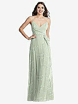 Front View Thumbnail - Vintage Primrose Sage Chiffon Maxi Wrap Dress with Sash - Cora