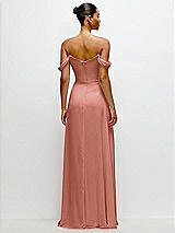 Rear View Thumbnail - Desert Rose Off-the-Shoulder Draped Neckline Maxi Dress