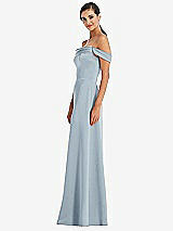 Alt View 2 Thumbnail - Mist Draped Pleat Off-the-Shoulder Maxi Dress