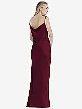 Rear View Thumbnail - Cabernet Asymmetrical One-Shoulder Cowl Maxi Slip Dress