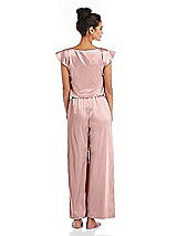 Rear View Thumbnail - Rose - PANTONE Rose Quartz Satin Ankle Wide-Leg Lounge Pants - Vic