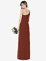 Rear View Thumbnail - Auburn Moon One-Shoulder Crepe Trumpet Gown with Front Slit