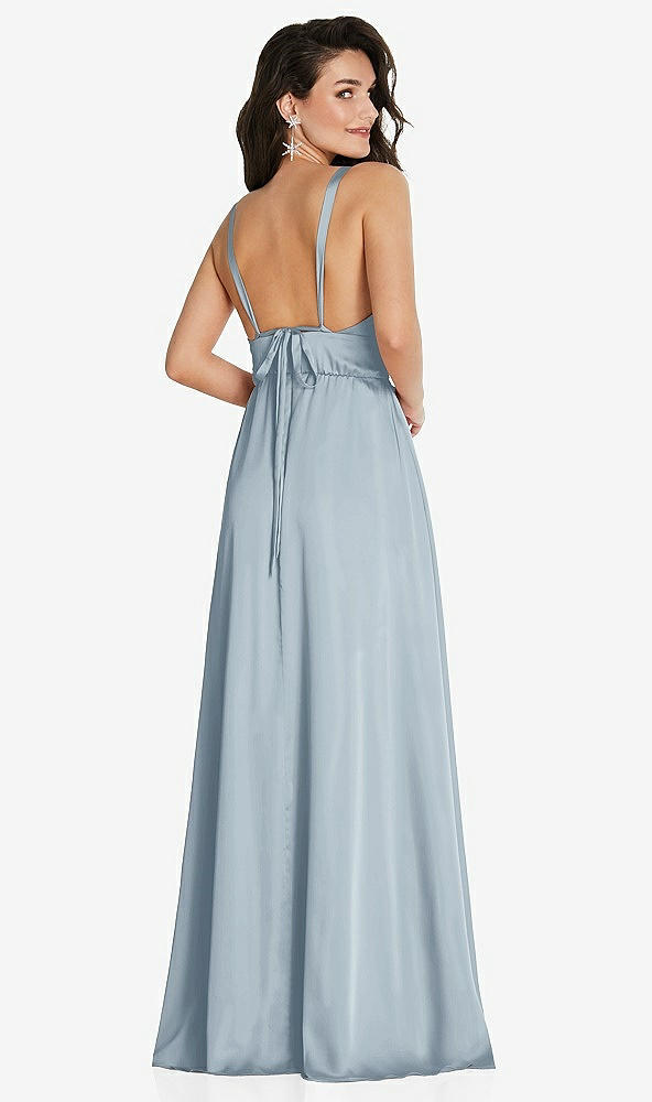 Back View - Mist Deep V-Neck Shirred Skirt Maxi Dress with Convertible Straps