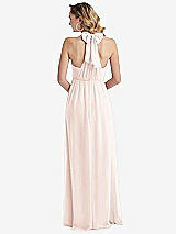 Rear View Thumbnail - Blush Empire Waist Shirred Skirt Convertible Sash Tie Maxi Dress