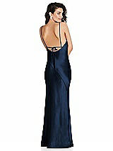 Alt View 1 Thumbnail - Midnight Navy V-Neck Convertible Strap Bias Slip Dress with Front Slit