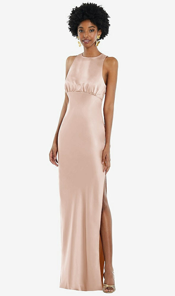 Front View - Cameo Jewel Neck Sleeveless Maxi Dress with Bias Skirt