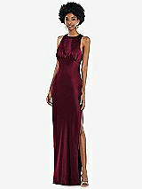 Front View Thumbnail - Cabernet Jewel Neck Sleeveless Maxi Dress with Bias Skirt