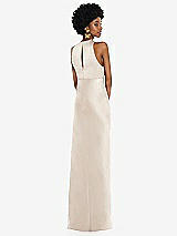 Rear View Thumbnail - Oat Jewel Neck Sleeveless Maxi Dress with Bias Skirt