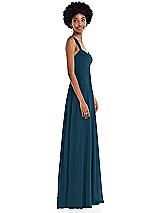 Side View Thumbnail - Atlantic Blue Contoured Wide Strap Sweetheart Maxi Dress